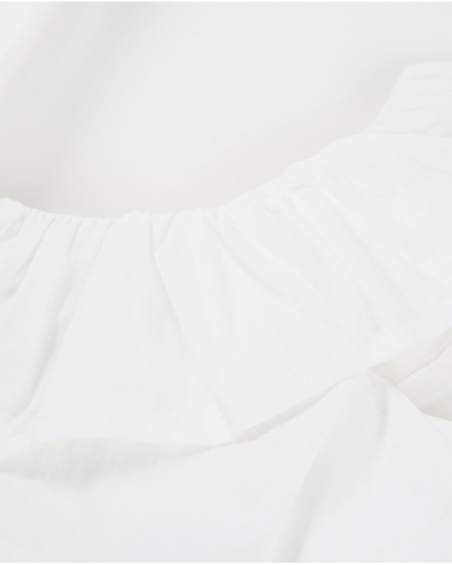 Blusa da bambina in tessuto piano dal design asimmetrico con volant