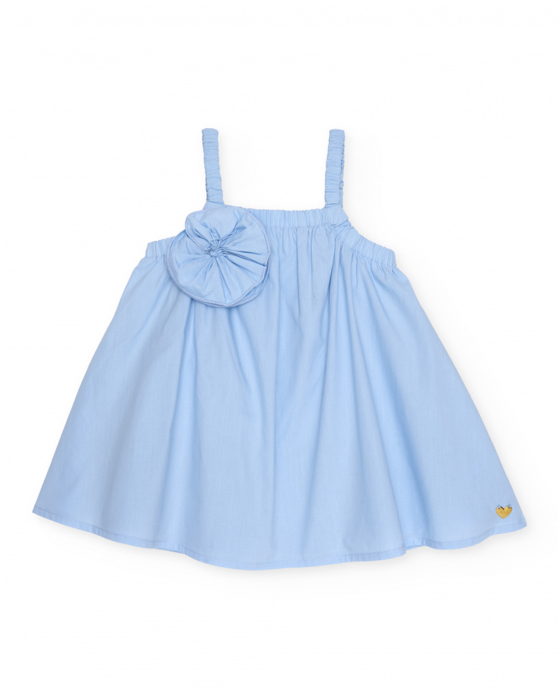 Vestito da bambina in tessuto piano con decorazione a fiore