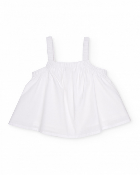 Blusa da bambina in tessuto piano con applicazione a fiore
