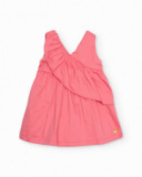 Vestito da bambina in tessuto piano con volant sul davanti