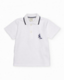 Polo da bambino in maglia con ricamo di veliero