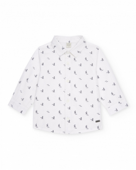 Camicia da bambino in tessuto piano con stampa di velieri