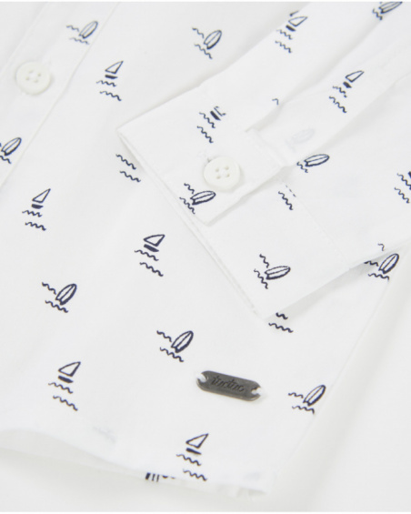 Camicia da bambino in tessuto piano con stampa di velieri