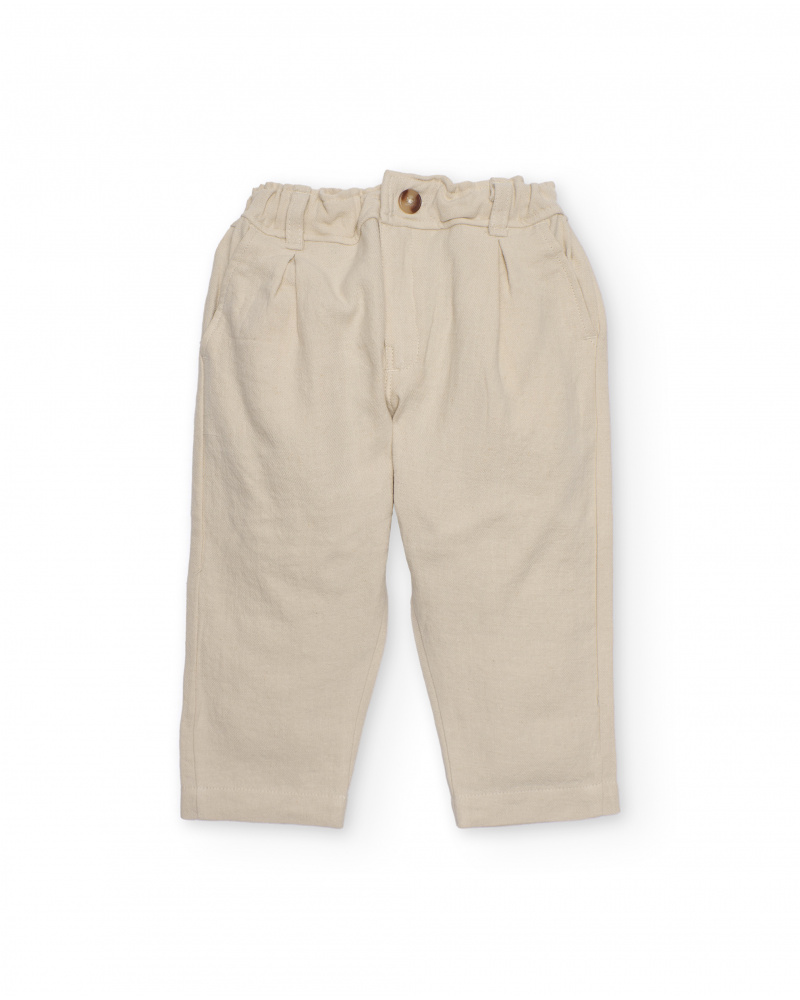 Pantaloni da bambino in tessuto liscio con vita elastica