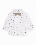 Camicia da bambino in tessuto liscio con papillon removibile