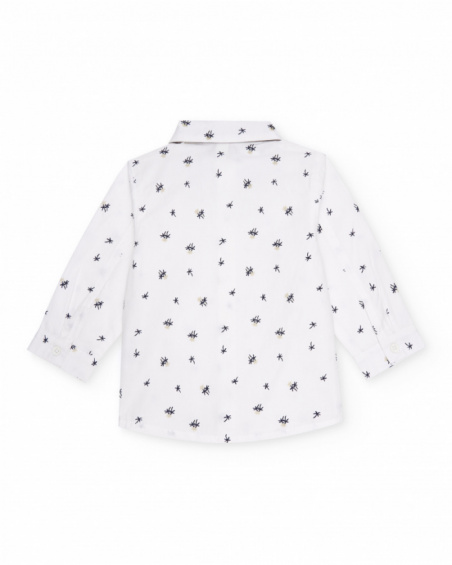 Camicia da bambino in tessuto liscio con papillon removibile