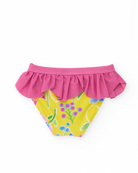 Slip bikini da bambina in maglia con volant decorativo