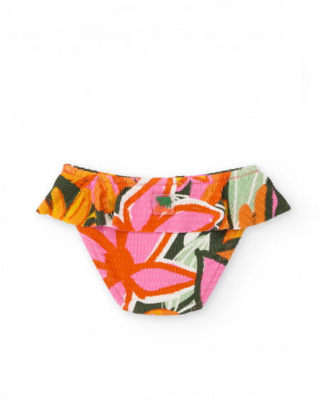 Slip bikini da bambina in maglia con volant delicato