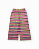 Pantaloni da bambina in maglia con stampa a zig zag