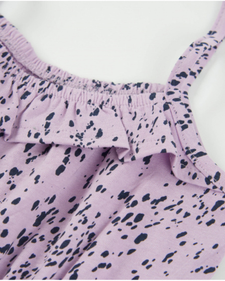 Tuta da bambina in maglia con volant sullo scollo