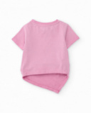 T-shirt da bambina in maglia con arricciature laterali
