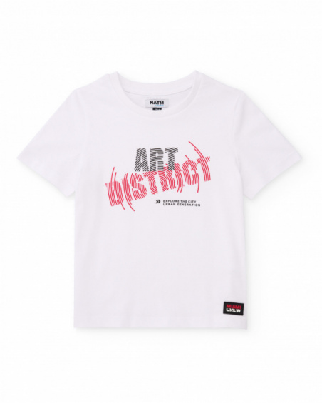 T-shirt da bambino in maglia con stampa frontale