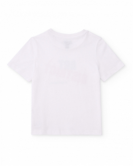 T-shirt da bambino in maglia con stampa frontale