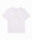 T-shirt da bambino in maglia con stampa frontale