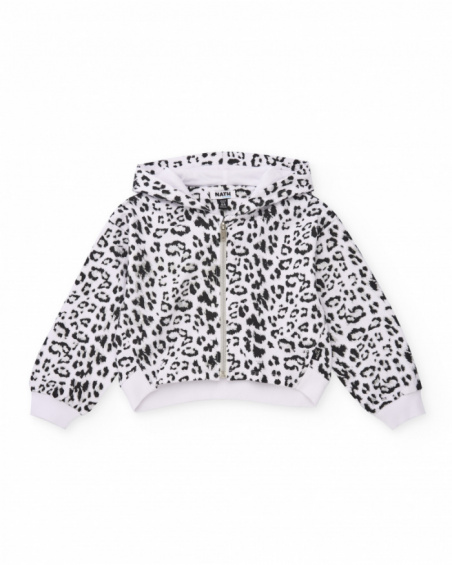 Felpa da bambina in maglia con stampa animalier