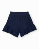 Shorts da bambina in maglia con volant al fondo
