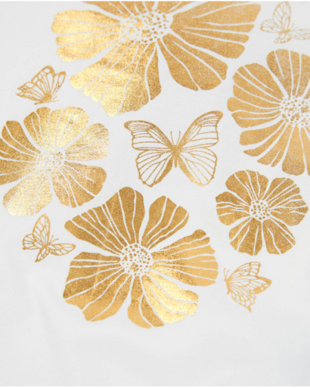 T-shirt da bambina in maglia con stampa dorata