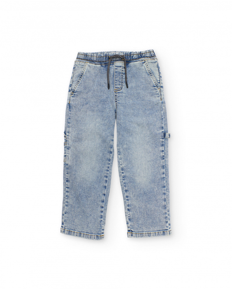 Pantaloni da bambino in tessuto piano e denim