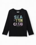 T-shirt da bambino in maglia con scritte decorate