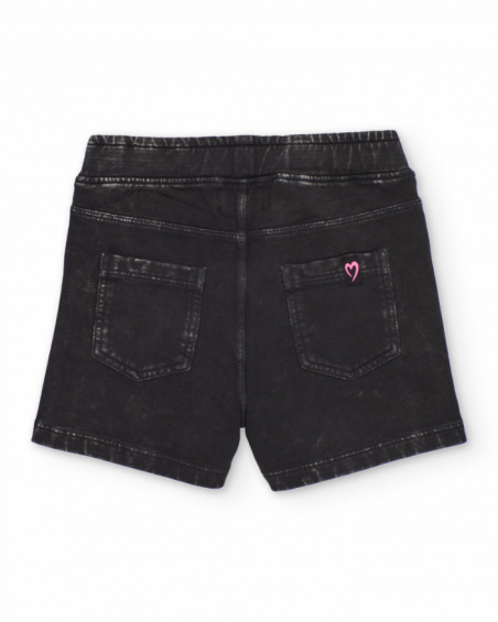 Shorts da bambina in maglia con effetto lavato