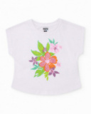 T-shirt da bambina in maglia con finitura brillante