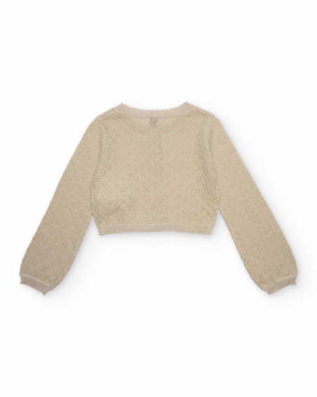 Cardigan da bambina in maglia con lavorazione traforata