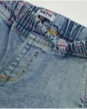 Pantaloni da bambina in tessuto piano e denim, design cargo