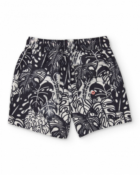 Costume da bagno da bambino in tessuto piano con stampa tropicale