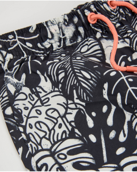 Costume da bagno da bambino in tessuto piano con stampa tropicale