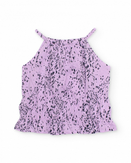 Top da bambina in maglia con stampa a pois