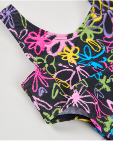 Costume intero da bambina in maglia con aperture laterali