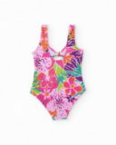 Costume intero da bambina in maglia con nodo decorativo