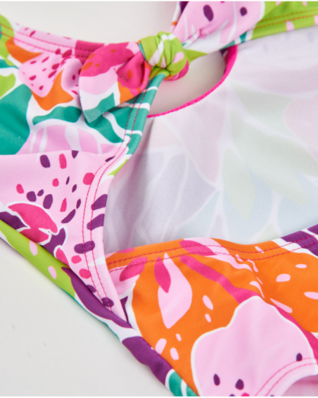 Costume intero da bambina in maglia con nodo decorativo