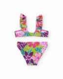 Bikini da bambina in maglia con volant sulle spalline