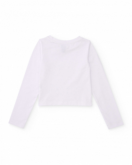 T-shirt da bambina in maglia con applicazioni brillanti