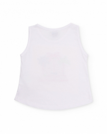 T-shirt da bambina in maglia con ricamo di palme