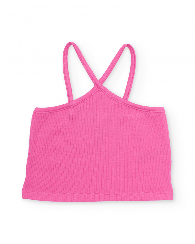 Top da bambina in maglia con spalline sottili incrociate