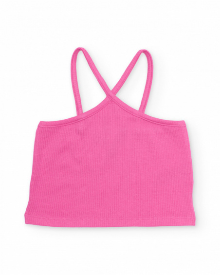 Top da bambina in maglia con spalline sottili incrociate