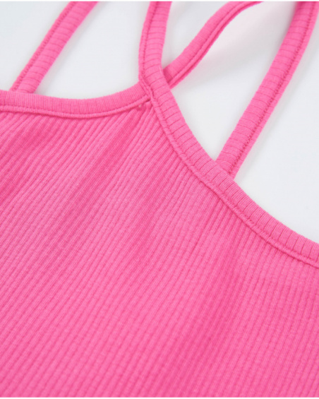 Top da bambina in maglia con spalline sottili incrociate
