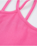 Top da bambina in maglia con spalline sottili incrociate