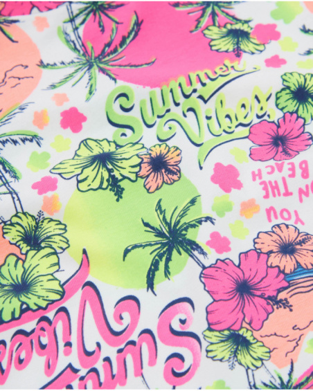 T-shirt da bambina in maglia con stampa estiva