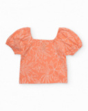 T-shirt da bambina in maglia con scollo quadrato