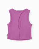 Top da bambina in maglia a coste