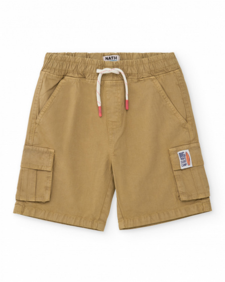 Bermuda da bambino in tessuto piano con tasche cargo