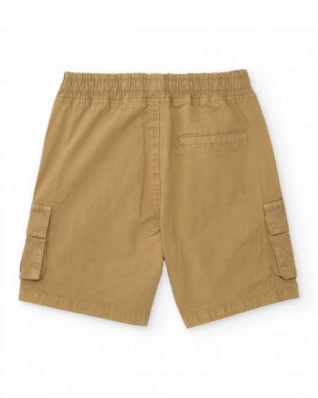 Bermuda da bambino in tessuto piano con tasche cargo