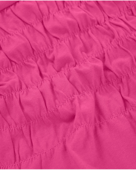 T-shirt da bambina in maglia con corpetto arricciato