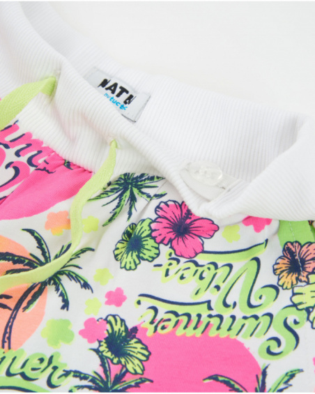 Shorts da bambina in maglia con stampa tropicale