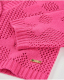 Cardigan da bambina in maglia con lavorazione traforata