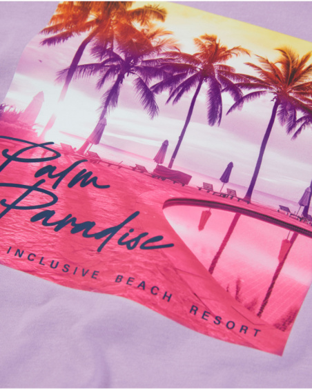 T-shirt da bambina in maglia con stampa frontale