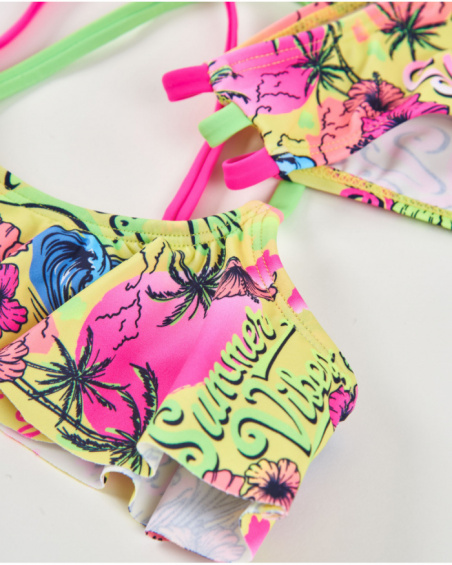 Bikini da bambina in maglia con volant sul top